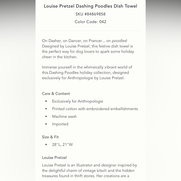 Louise pretzel dashing poodles dish towel - Picture 4 of 10